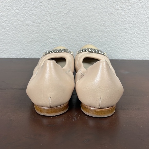 AGL Ballet Cap Toe Flats with Chain at Toes Nude Beige Gold Sz 38 US 7.5 - Picture 5 of 10